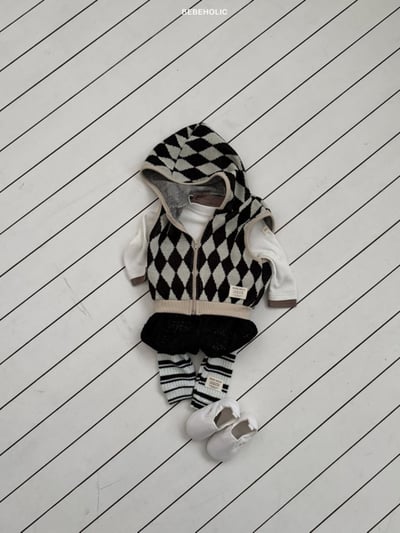 Bebe holic21｜(6m-18m) 菱格紋連帽針織背心4