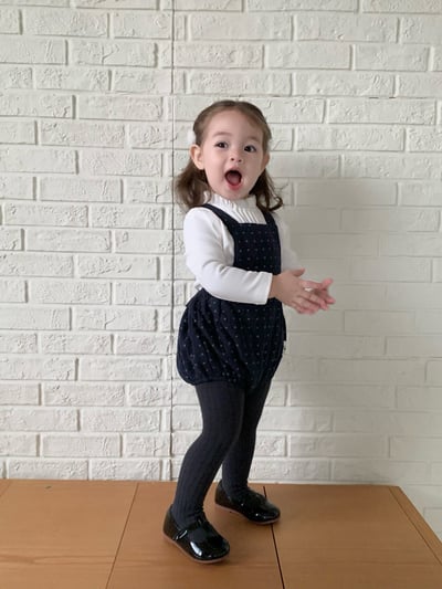 JE618｜(73cm-90cm) 小花舖棉吊帶褲/花邊領上衣11