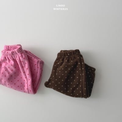 Lindo63｜(80cm-125cm) 波點磨毛休閒縮口褲4