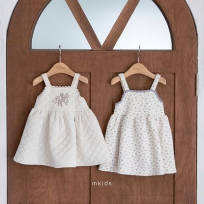 M-KIDS23｜(65-115cm) 2色絎縫蕾絲滾邊洋裝1