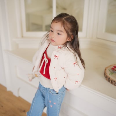 neneru16｜(70cm-125cm)1色蝴蝶結刺繡絎縫夾層棉外套10