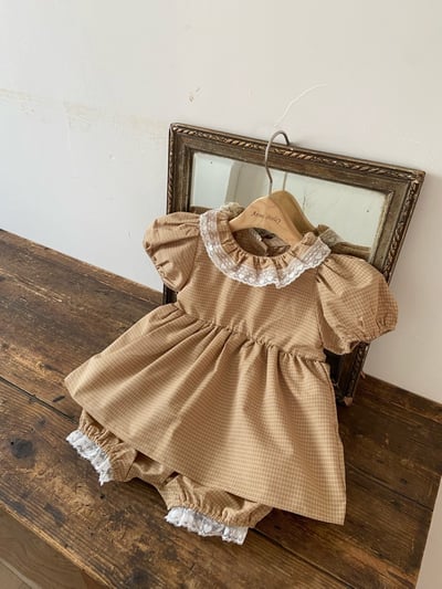 Anne Shirley20｜(3m-22m) 1色格紋蕾絲邊連身褲1