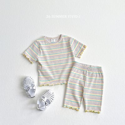 vivid49｜(78cm-125cm) 3款彩虹條紋木耳邊上衣11