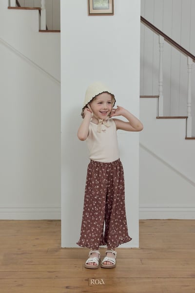 ROA33｜(6m-18m) 2色抓皺碎花荷葉擺長褲9