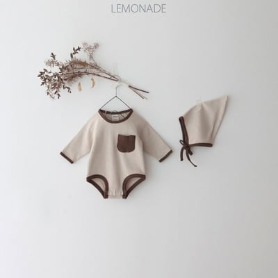LEMONADE20｜(55cm-85cm) 3色撞色口袋包屁衣含帽子11
