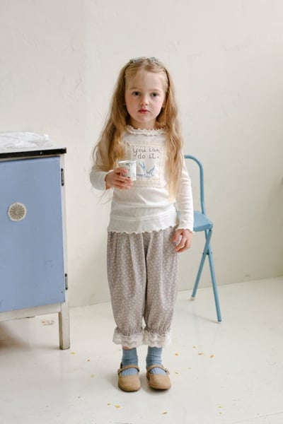 FLO35｜(75-140) 3色法式花布木耳邊上衣13