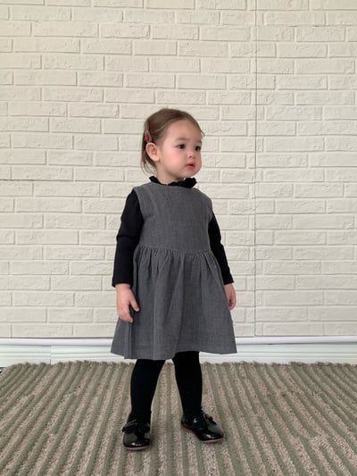 JE608｜(80cm-110cm) 學院素面背心洋裝/花邊領上衣11