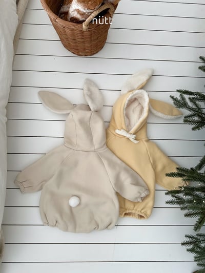 Nutt09｜(3m-16m) 小兔刷毛連身包屁衣1