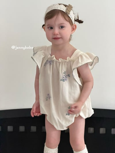 JE708｜(66-90cm) 刺繡花卉滾邊包屁衣14