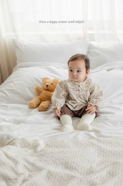 M-KIDS47｜(65-80cm) 2色蕾絲領碎花燈籠褲套裝9