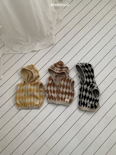 Bebe holic21｜(6m-18m) 菱格紋連帽針織背心16