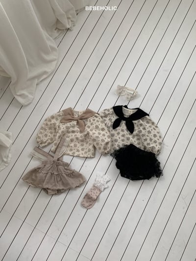 Bebe holic41｜(3m-18m) 領結碎花娃娃袖襯衫13