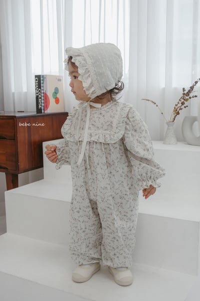 bebe nine23 (65-85) 2色荷葉滾邊領碎花連身衣12