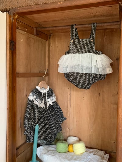 JE612｜(66cm-100cm) 碎花蕾絲花邊領包屁衣17