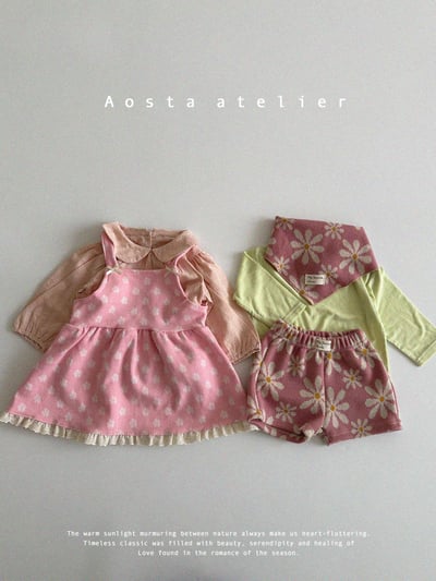 AOSTA｜(4m-5y) 蝴蝶蕾絲吊帶洋裝5