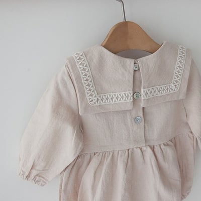 LEMONADE21｜(55cm-85cm) 2色滾邊翻領包屁衣含帽子6