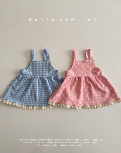 AOSTA｜(4m-5y) 蝴蝶蕾絲吊帶洋裝1