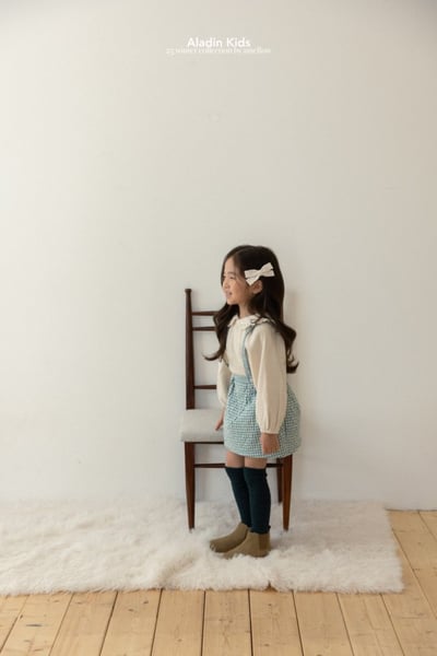 ALADIN18｜(75cm-114cm) 絎縫格紋藍吊帶裙16