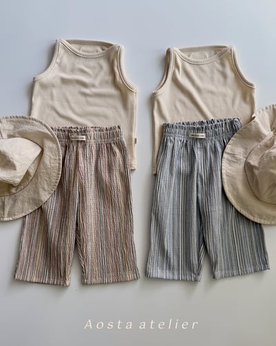 AOSTA56｜(6m-5y) 2款亞麻小標線條褲5