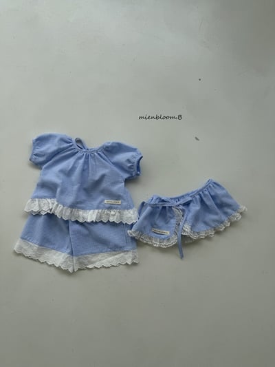 Bloom.b34｜(55cm-118cm) 格紋蕾絲花邊直筒長褲3