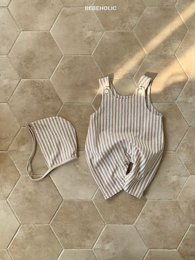 Bebe holic15｜(3m-18m) 條紋連身裝(含帽子)16