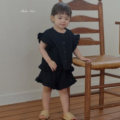 bebe nine45  (65cm-115cm) 2色荷葉鈕釦開衫套裝17