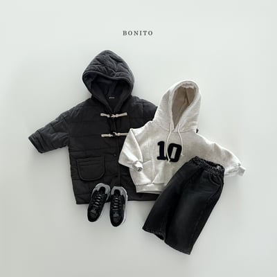 Bonito55｜(75cm-125cm) 牛角扣絎縫刷毛連帽大衣外套11