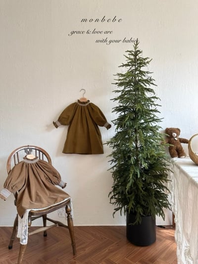 MONBEBE05｜(1y-8y) 冬季滾邊縮口洋裝5