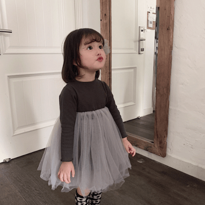 (73-140cm) 簡約高質感澎澎裙薄紗洋裝/少量現貨10