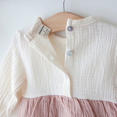 LEMONADE26｜(55cm-85cm) 2色撞色拼接包屁衣含帽子圍兜20