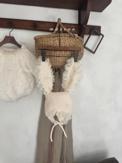 Marron 49｜(3m-18m) 蕾絲花邊綁帶兔帽8