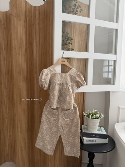 Bloom.b15｜(80-118cm) 亞麻碎花直筒長褲3