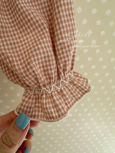 MONBEBE17｜(1y-8y) 細格紋荷葉領洋裝9