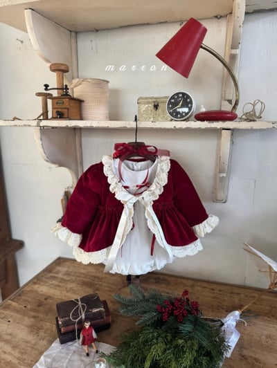 Marron 67｜(1y-6y) 聖誕紅開襟綁帶外套3