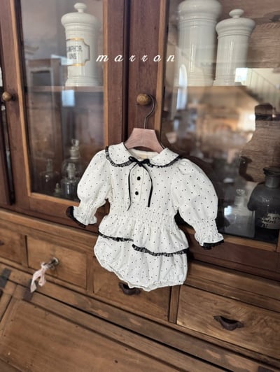 Marron59｜(3m-18m) 點點蕾絲包屁衣8