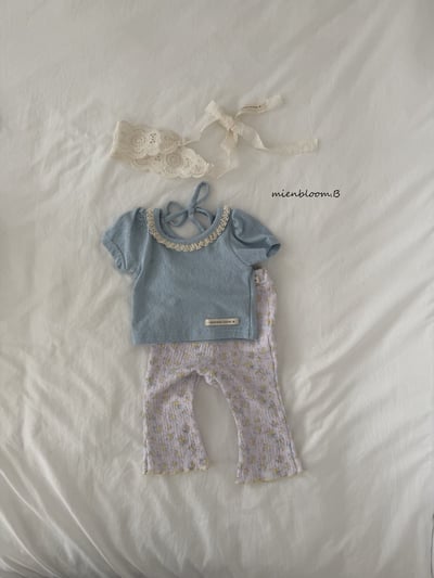 Bloom.b29｜(55cm-118cm) 碎花抓皺小喇叭褲4