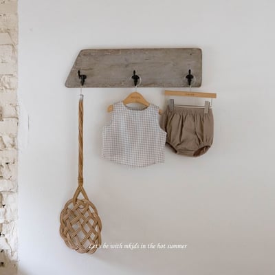 M-KIDS59｜(65-80cm) 格紋排釦套裝9