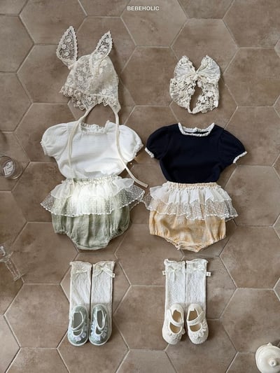 Bebe holic43｜(3m-18m) 蕾絲泡泡袖上衣8