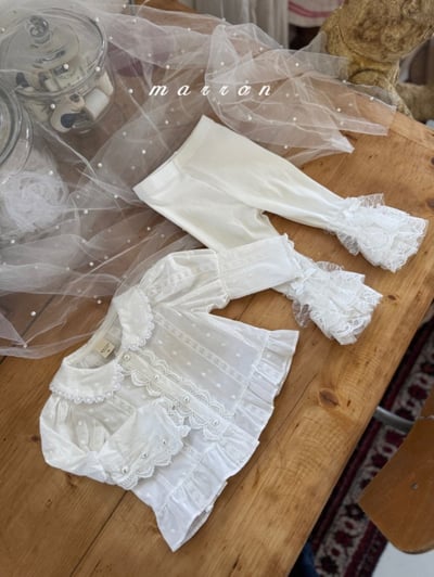 Marron51｜(1y-6y) 蕾絲喇叭緊身褲5