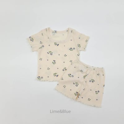 LIME&BLUE34｜(80-118cm)  木耳邊花朵套裝5