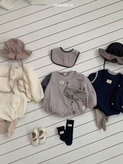 Bebe holic26｜(3m-18m) 棉麻滾邊圍兜5