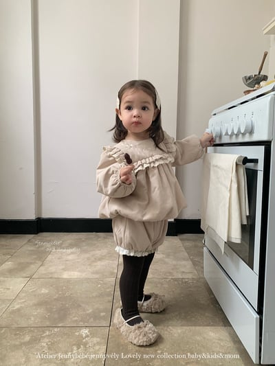 JE 650｜(73-100cm)  刺繡泡泡花邊套裝10