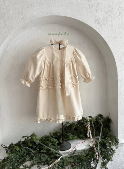 MONBEBE45｜(1y-8y) 優雅荷葉花邊洋裝3