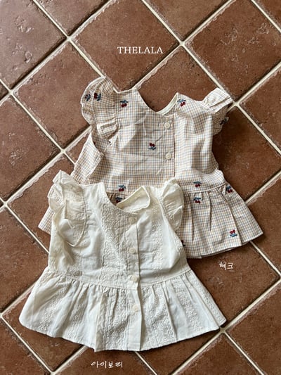 thelala51｜ (70-115) 壓花櫻桃格紋背心上衣2
