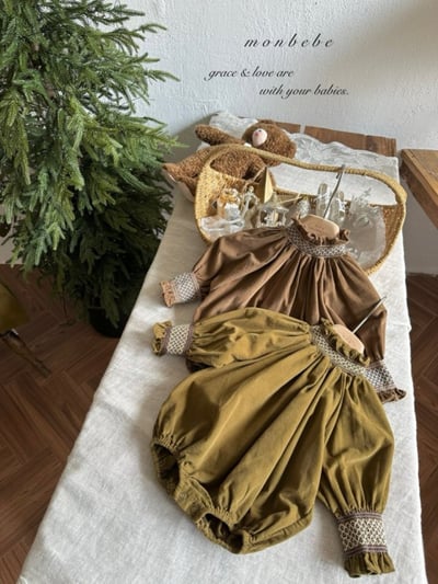 MONBEBE04｜(3m-24m) 冬季滾邊縮口包屁衣3