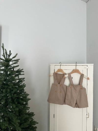 MONBEBE12｜(1y-8y) 復古格紋吊帶褲4