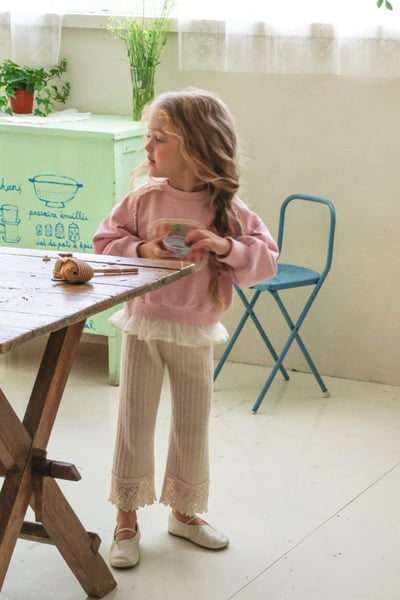 FLO18｜(75-140) 3色蕾絲滾邊直筒長褲17