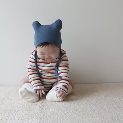 LEMONADE33｜(55cm-85cm) 2色雙條紋包屁衣含帽子5