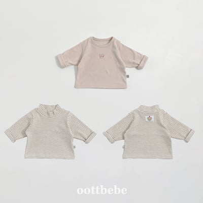 Oottbebe82｜(0m-12m  1y-7y)  薄絨愛心+條紋上衣兩件組13