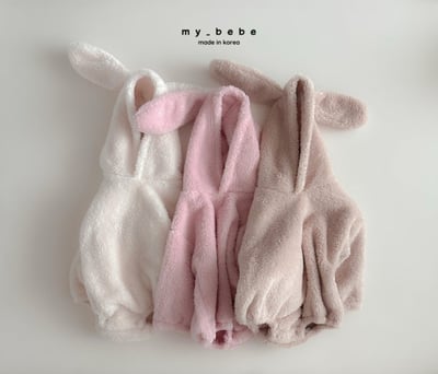 my_bebe20｜(-6m-12m-) 刷毛小兔連帽包屁衣3